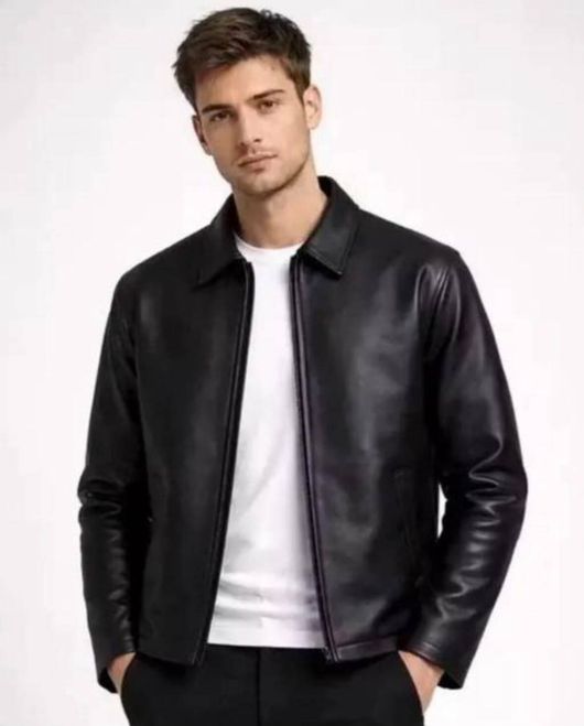 Qulvani Men Solid Leather Jacket - Image 8
