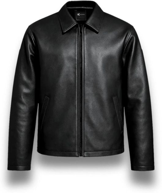 NOURIQUE Men Solid Leather Jacket - Image 8
