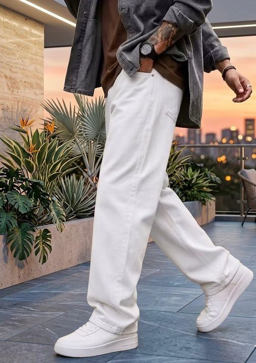 DASHING FIT Men Loose Fit Mid Rise Beige Jeans - Image 6