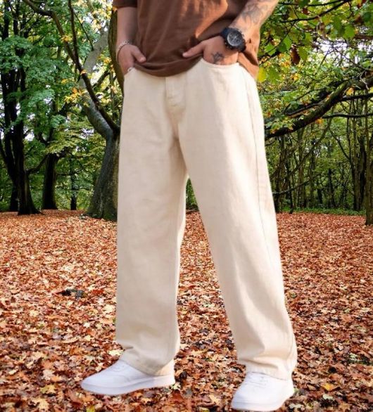 DASHING FIT Men Loose Fit Mid Rise Beige Jeans - Image 7