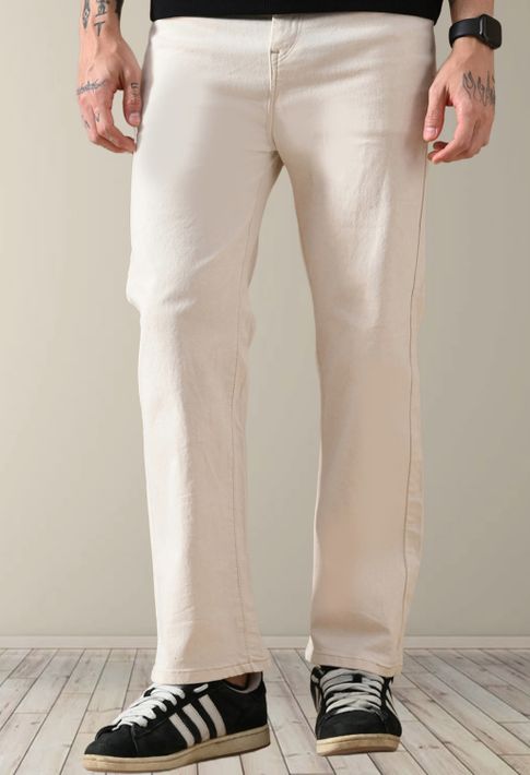 Fader Men Loose Fit Mid Rise Beige Jeans - Image 7