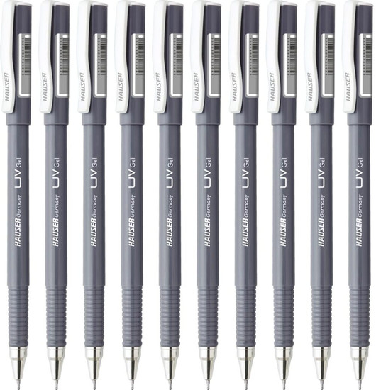 HAUSER UV Gel Pen Wallet Pack | Waterproof Ink, Smooth & Durable | Smudge Free Writing Gel Pen Pack of 20, Ink Color - Black