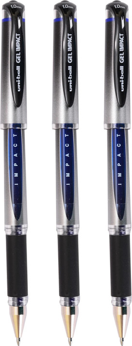 uni-ball Signo Gel Impact UM153S 1.0mm Gel Pen Pack of 3, Ink Color - Blue