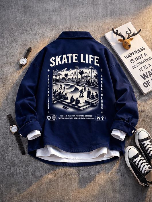 Asta Moda Men Oversized Fit Graphic Print Spread Collar Casual Shirt - Image 7