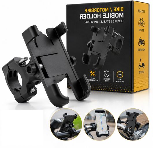 TROST Premium Quality Universal 360 Degree-05 Metal Body Stand Fits All Smartphones Bike Mobile Holder (Black) - Image 8