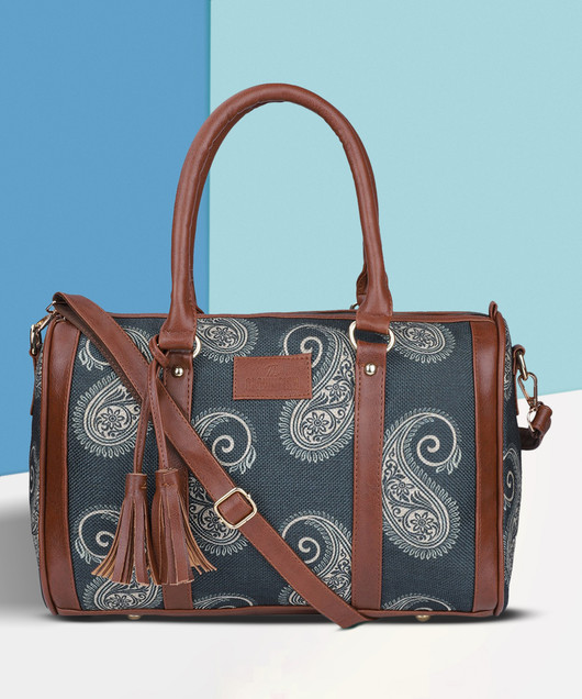 The CLOWNFISH Grey Shoulder Bag Lorna Printed Handicraft Handbag Ladies Shoulder Bag For Women College Girls