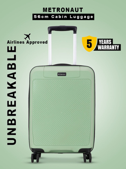 METRONAUT Hero 20 Inch Pista Green Premium PP Hard-Sided Luggage Trolley with Number Lock Cabin Suitcase 4 Wheels – 20 inch