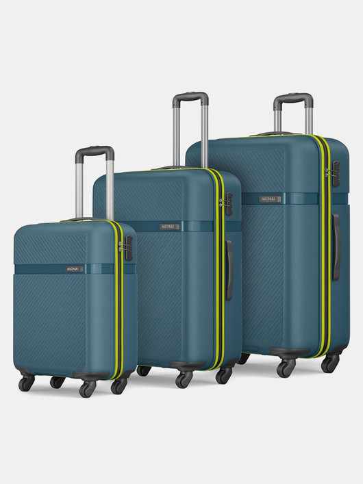 Safari Hard Body Set of 3 Luggage 8 Wheels - Magnum Fury Set of 3 (Small 55cm | Medium 65cm | Large 75cm) 4W - Blue