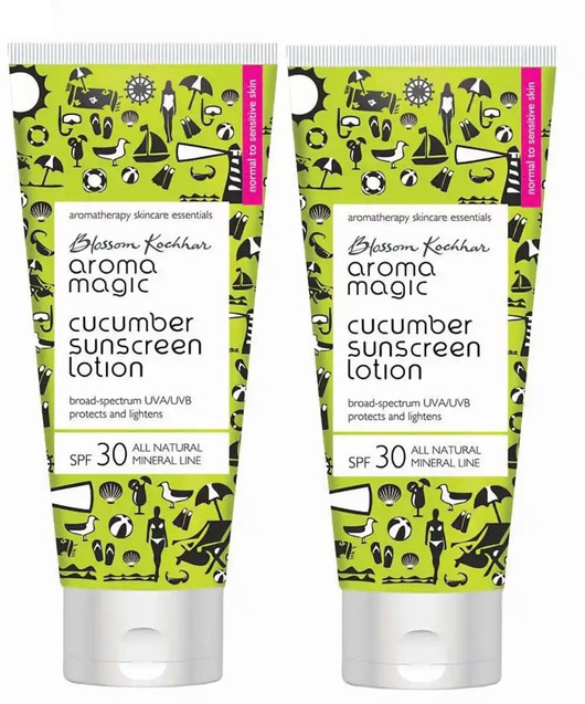 Aroma Magic Sunscreen - SPF 30 PA++ Cucumber Lotion | Lightens & Protects skin from UVA/UVB | Pack of 2 100 ml