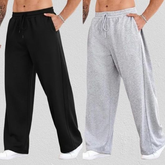 Toura Pack of 2 Men Printed Black, Grey Track Pants - Image 6