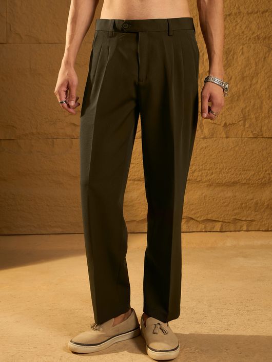 DENNISON Men Loose Fit Black Polyester Trousers - Image 8