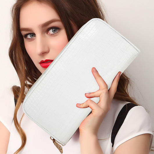 qns women casual, ethnic, evening/party, formal, travel, trendy white artificial leather wallet
