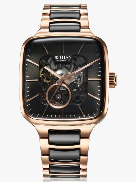Titan Titan Automatic Black Dial RoseGold Steel & Black Ceramic Strap Analog Watch - For Men NT90167NM01,90167NM01,NU90167NM01,NU90175KD03