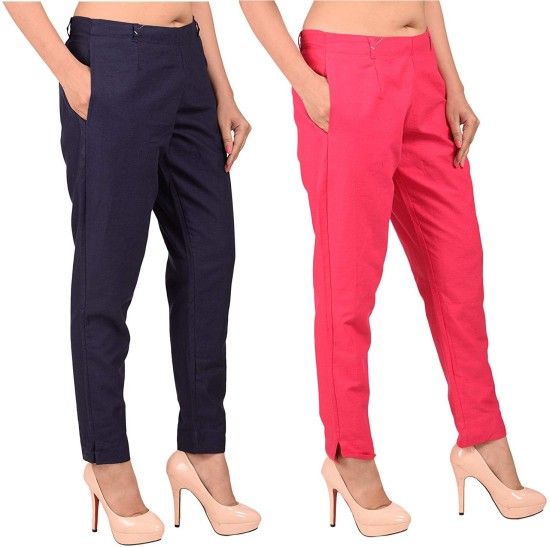 Buy Cadila Women's Slim Fit Casual Formal Western Stylish Solid cigaratte  Pants Women Kurti Pants Ankle Length Cotton Blend Trouser for Office Formal  Casual Daily Use Airforce Blue at