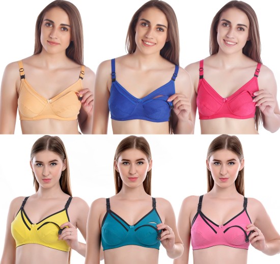 Buy MiEstilo Women's Cotton Blend Lightly Padded Wirefree T-Shirt Bra Combo,  Pack of 3_Baby Pink, Baby Blue & Mint Green_Size 30 at