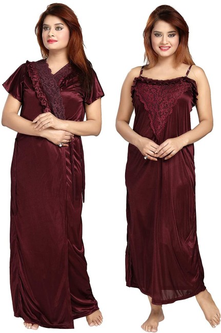 Womens Premium Cotton Diagonal Printed Night Gown  Designer mart