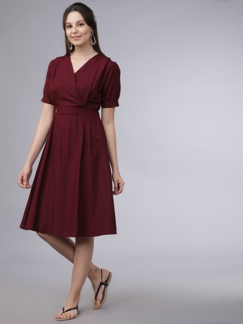 Maroon Plain Mini Dress Women's Latest Party Wear, Age Group: 18 To 45 at  Rs 355 in Surat