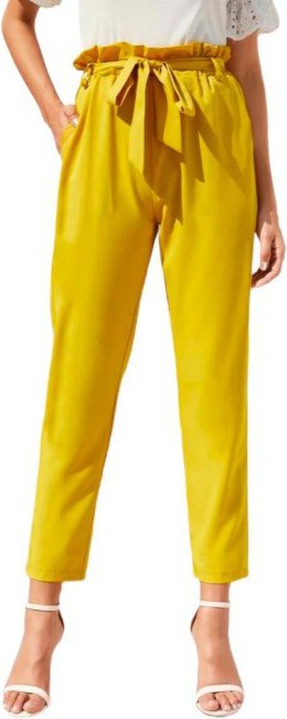 Wuxi Relaxed Women Yellow Trousers - Buy Wuxi Relaxed Women Yellow Trousers  Online at Best Prices in India