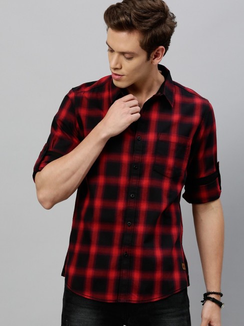 black & red check shirt