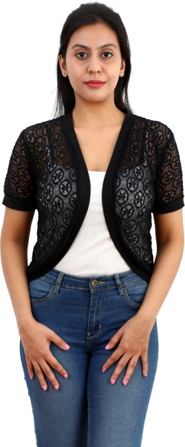 Netted top shrugs black