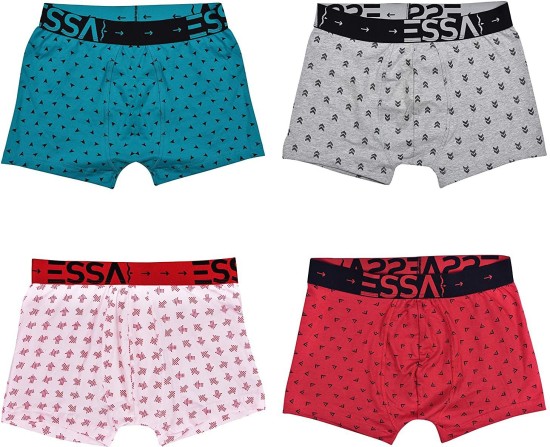 ESSA Men's Cotton White Trunks Underwear with InnerElastic (Pack of 2)