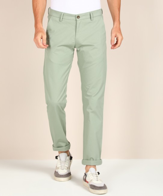 Buy ALLEN SOLLY Dark Green Checks Regular Polyester Womens Formal Wear Pants   Shoppers Stop