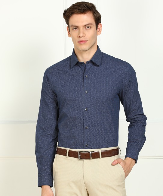 Arrow Men Blue Manhattan Slim Fit Pinstripes Opaque Pure Cotton