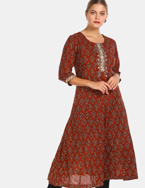 Buy Anahi Womens Cotton Regular Kurta AIWELKU20223W01WhiteLarge at  Amazonin