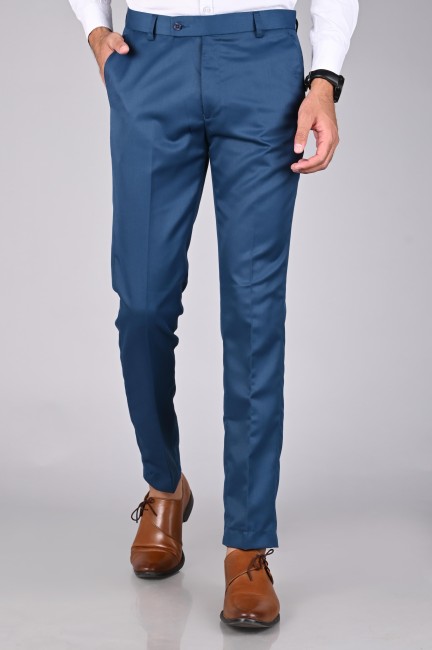 Shop WES Formals Navy Striped RelaxedFit Trousers Online  Westside