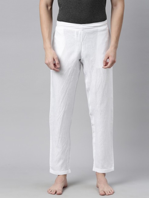 Buy Oxy Gentz Men Off White Pure Linen Solid Casual Trousers Online at Best  Prices in India  JioMart