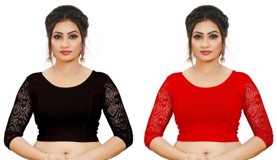 SCUBE DESIGNS Cotton Silk All Over embrodered Round Neck Full Sleeves Saree  Blouse Readymade Crop Top Choli for Girls & Womens Free Size : :  Fashion