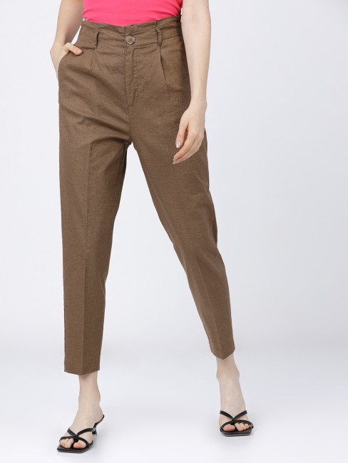 Tiber Cropped Checked Tapered Trousers Brown  ALLSAINTS