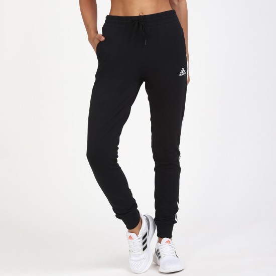 Adidas Womens Track Pants Climalite Running Elastic Waist 3 Stripe Black  Size S  eBay