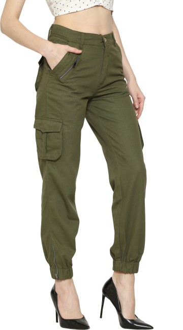 Buy AOWEER Womens High Waisted Cargo Pants Pockets Casual Loose Combat  Twill Trousers Girls Online at desertcartINDIA