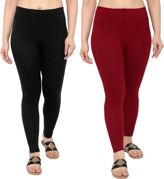 1% OFF on Lux Lyra Women's Parry Red And Off White Churidar Leggings _ Set  Of 2 on Snapdeal