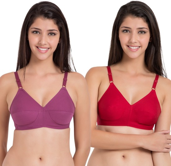 Buy Souminie Double Layered Non-Wired Full Coverage No Sag / Sag Lift -  Magenta at Rs.302 online