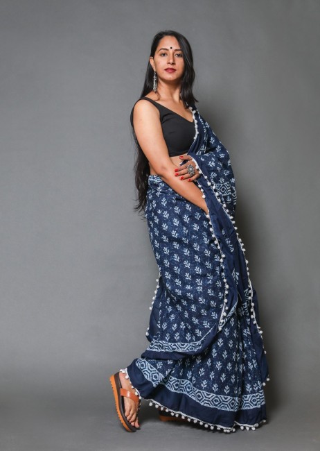 Women's Printed Handloom Pure Cotton Saree