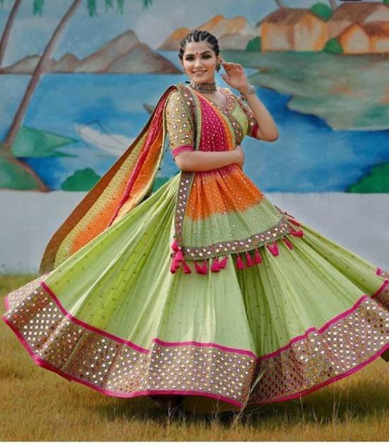 Bridal Green Organza Silk Designer Lehenga Choli Specially for Wedding