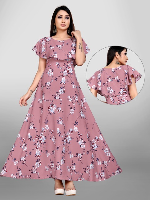 FASHION CLOUD Women Gown Maroon Dress  Buy FASHION CLOUD Women Gown Maroon  Dress Online at Best Prices in India  Flipkartcom