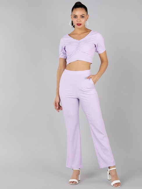 Buy BInfinite Blue Cotton Rose Print Crop Top And Trouser Set Online  Aza  Fashions