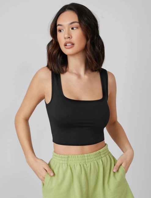 Black Crop Top Cut Out Top Women Sleeveless Sexy Tank Top 90s