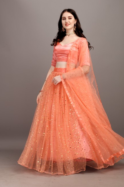 Peach Designer Heavy Work Lehenga Choli - Indian Heavy Anarkali Lehenga  Gowns Sharara Sarees Pakistani Dresses in USA/UK/Canada/UAE - IndiaBoulevard