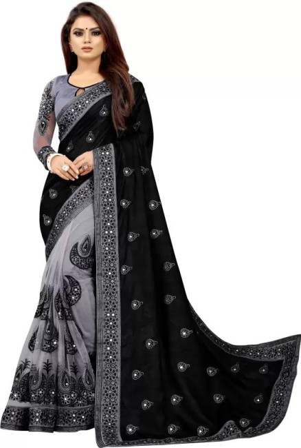 Elegant Black Allover Blend Silk Banarasi Saree – WeaversIndia