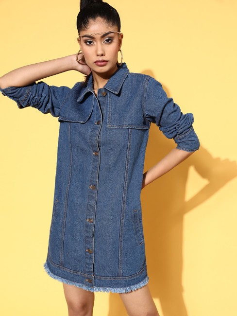 Greyblue OnePiece Sleeveless Classic Collar Plain Dyed Lace Closure Denim  Short Gown For Girls at Best Price in Surat  Bundela Enterprise