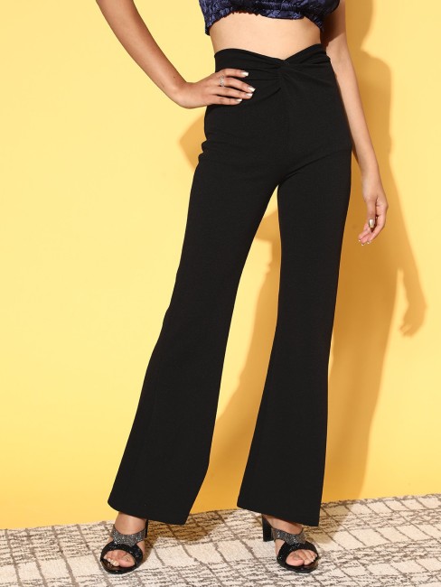 Women Solid Loose Fit Trousers  Black  Benetton
