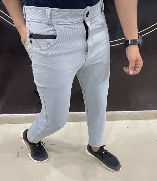 Buy Online Plus Size Navy Casual Trouser With Regular Fit at best price   Plussin