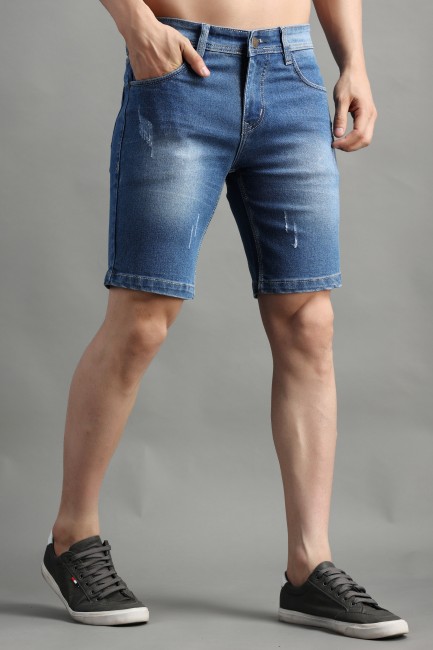 Mens Shorts Boxers Denim Pattern Fake Jeans Print Cotton Men