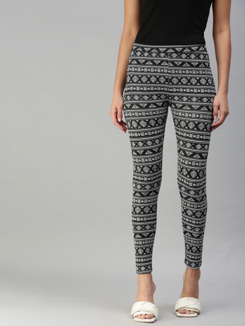 Buy De Moza Women Black and White Printed Cotton Leggings - XL Online at  Best Prices in India - JioMart.