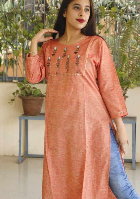 Jute cotton outlet kurtis