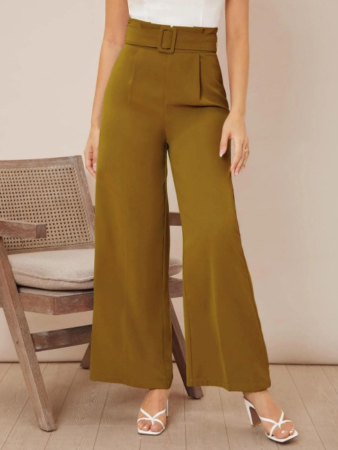 Buy LIGHT BROWN HIGH-RISE REGULAR TROUSERS for Women Online in India